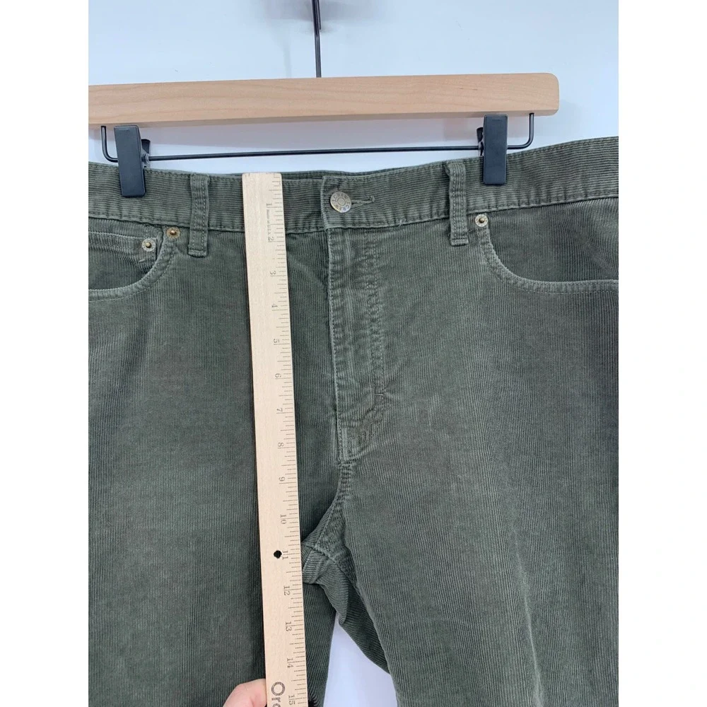 J Crew Corduroy Pants Mens 36x30 Green Corduroy Slim Fit Flex Fall Preppy